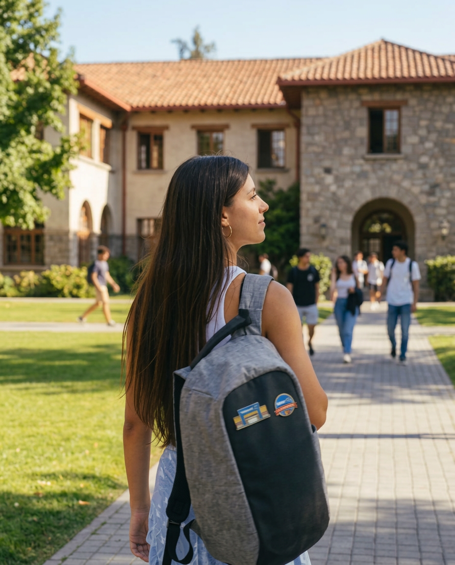 Estudiante en campus universitario